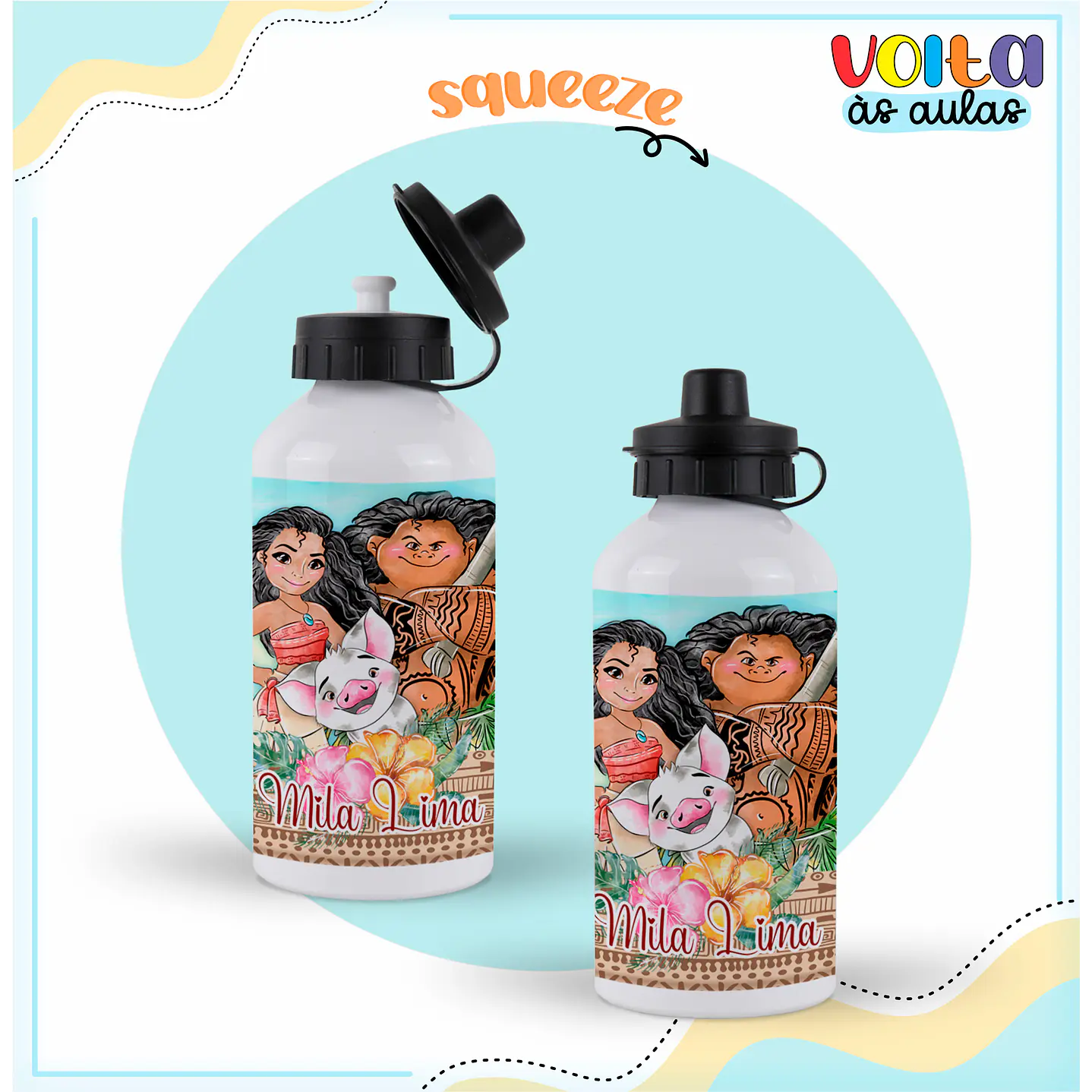 Kit Digital Arquivo de Corte Etiqueta Escolar Moana  4