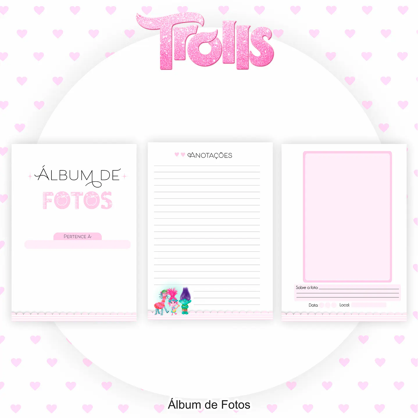 Kit Digital Encadernação e Etiqueta Escolar Trolls - Volta às Aulas 11