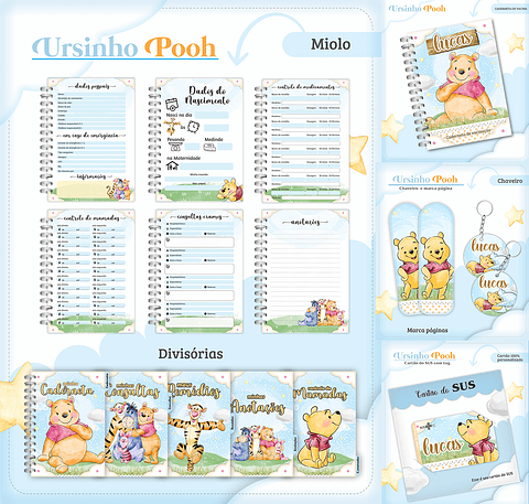 Kit Digital Caderneta de Vacina Ursinho Pooh