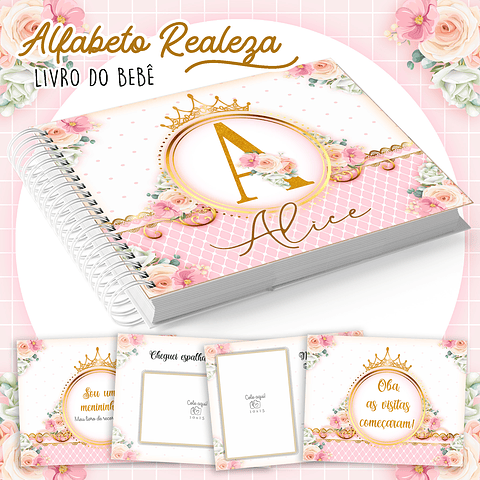 Kit Digital Caderneta e Livro do bebê alfabeto Realeza 