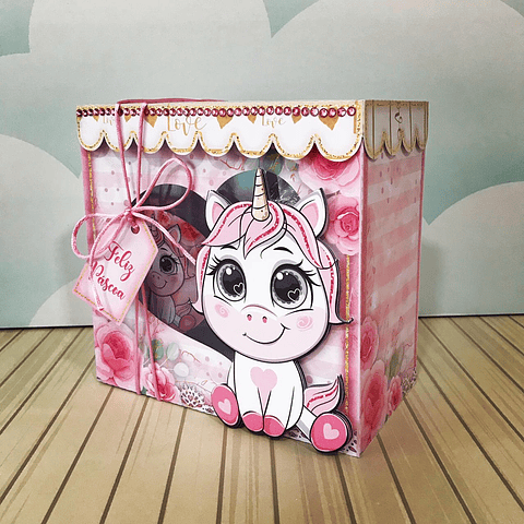 Arquivo de corte Caixa Ovo e Copo Twister Unicórnio - Páscoa