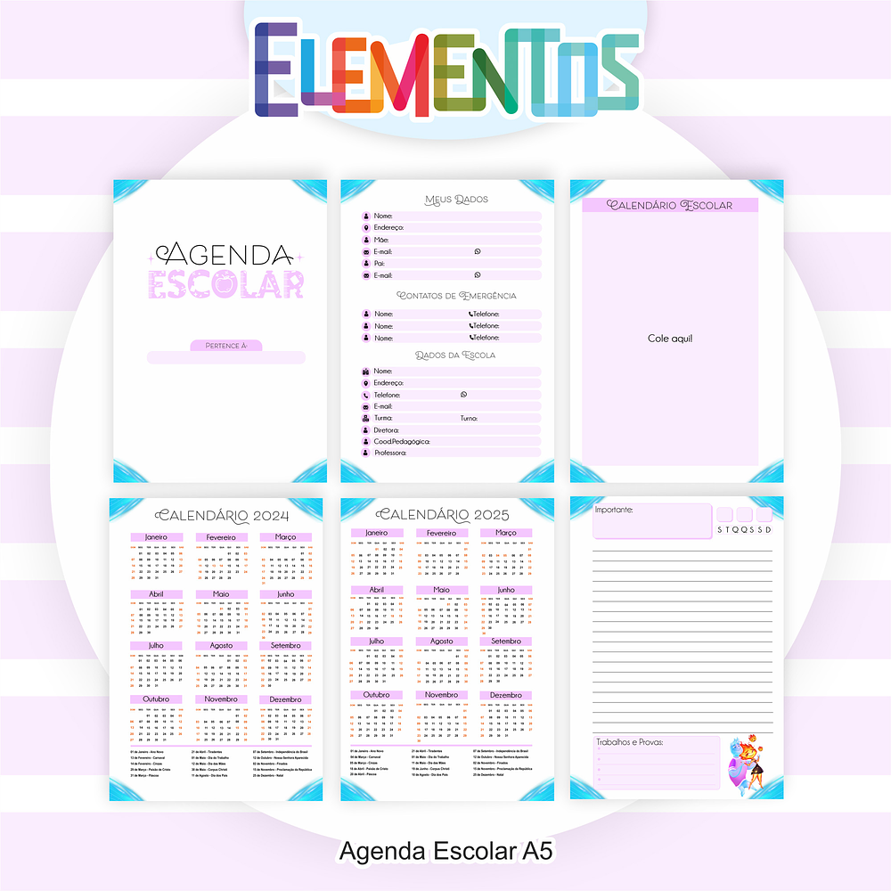Kit Digital Encadernação Elementos - Volta às Aulas 