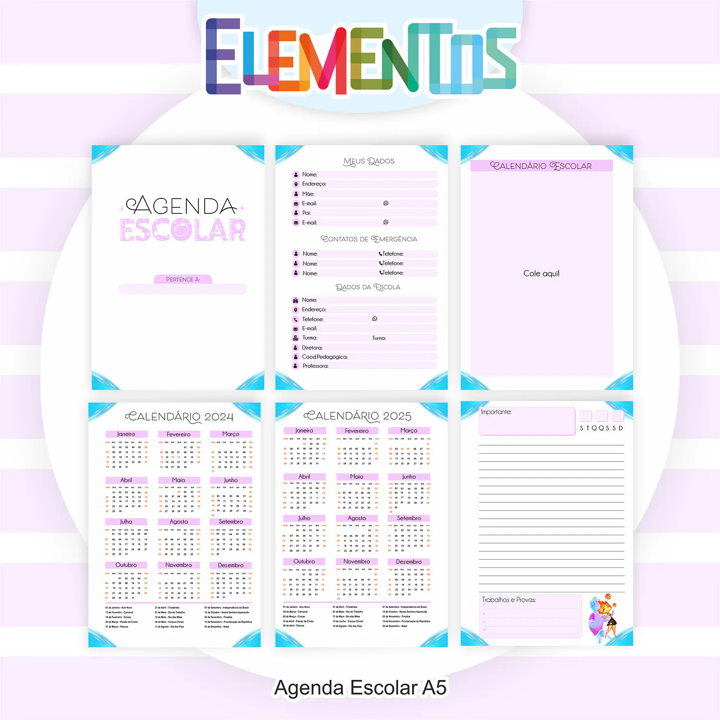 Kit Digital Encadernação Elementos - Volta às Aulas  9