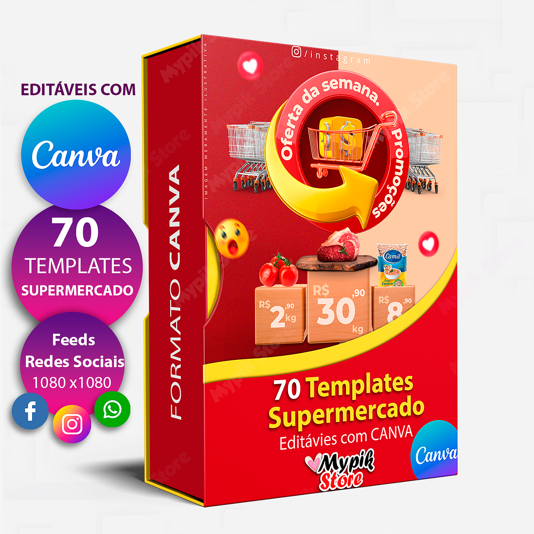 70 Modelos Editáveis Super Mercado Canva 1