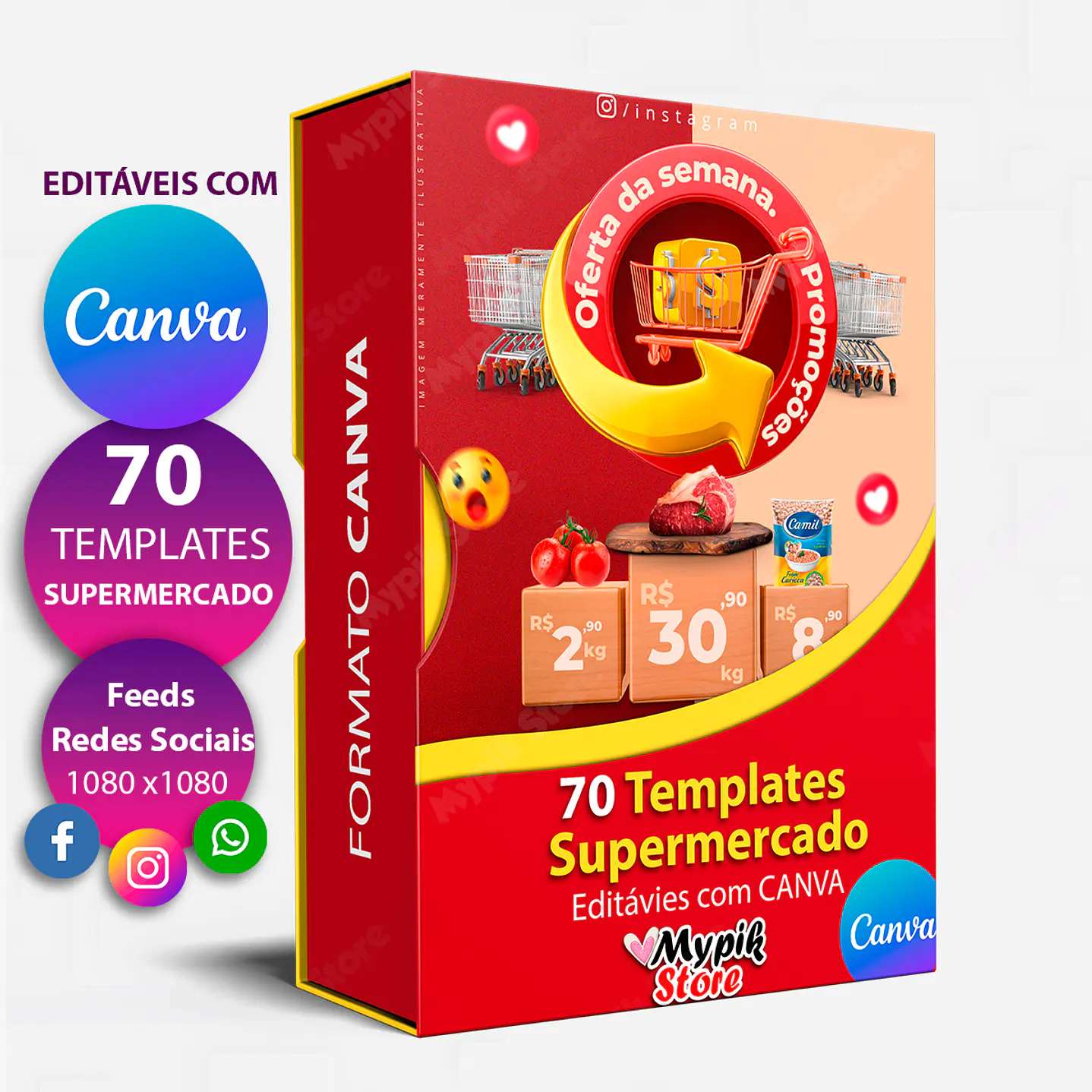 70 Modelos Editáveis Super Mercado Canva 1