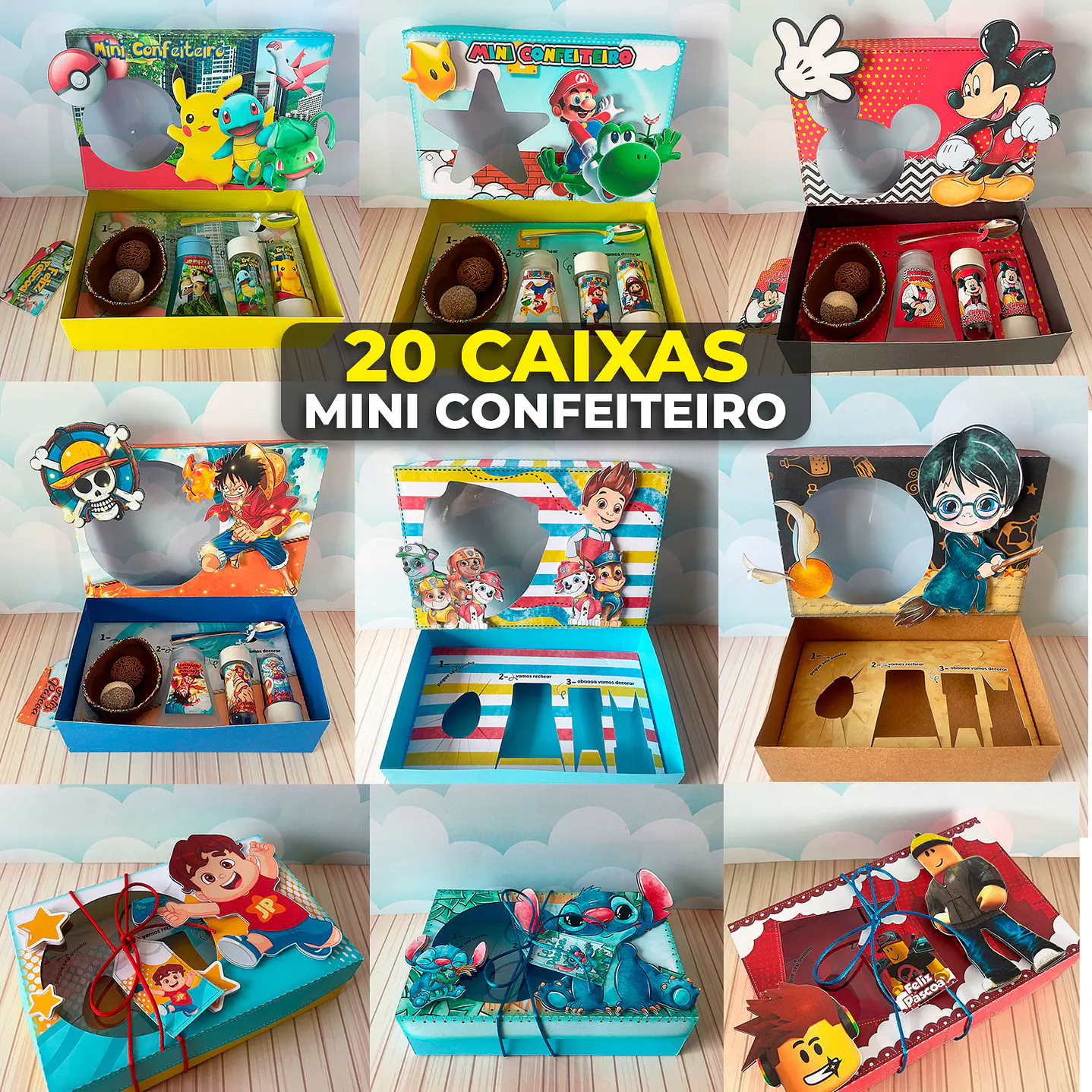 20 Arquivos de Corte Mini Confeiteiro Menino - PDF e Studio 1