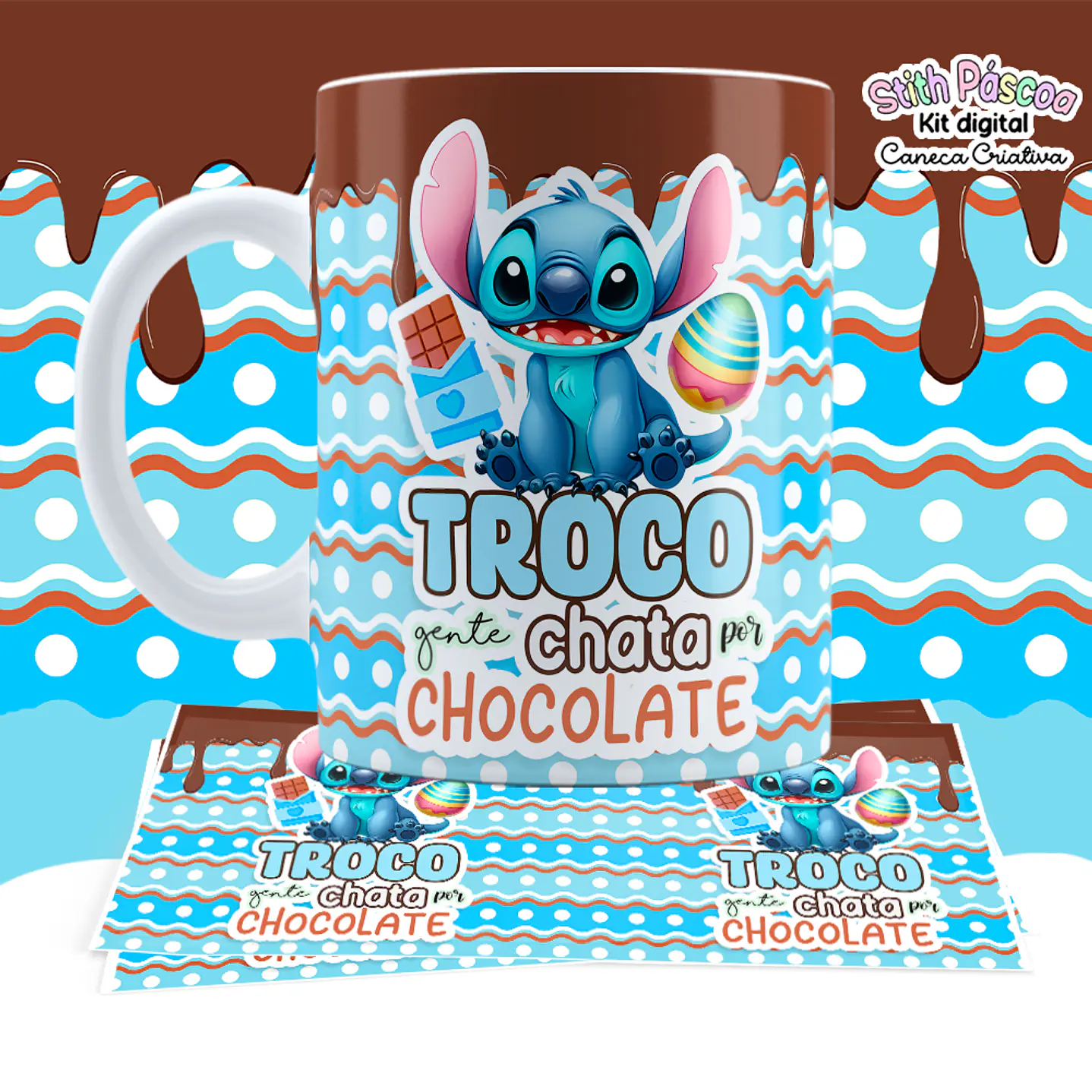 Kit Digital Artes para Canecas Lilo e Stitch Páscoa 6