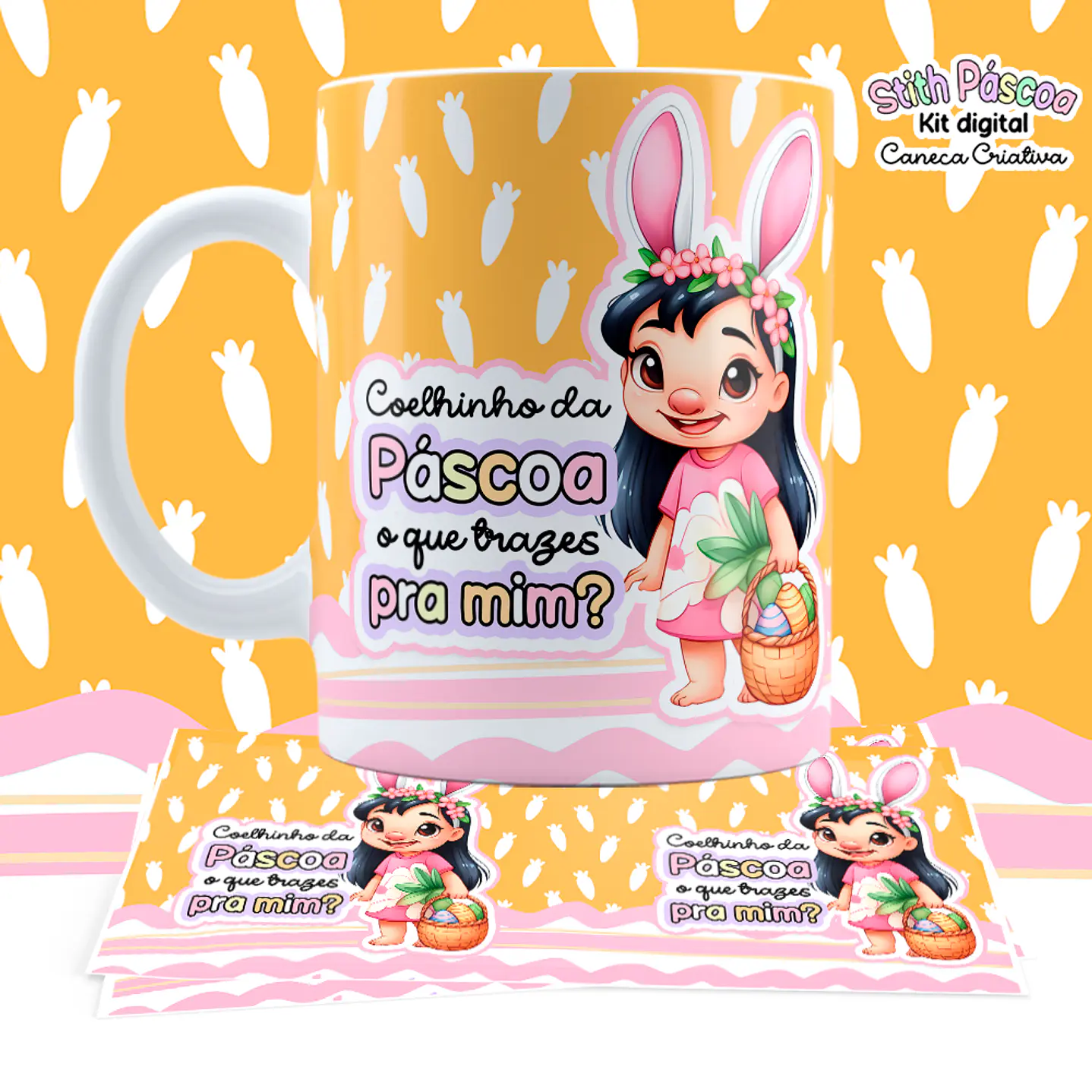 Kit Digital Artes para Canecas Lilo e Stitch Páscoa 10