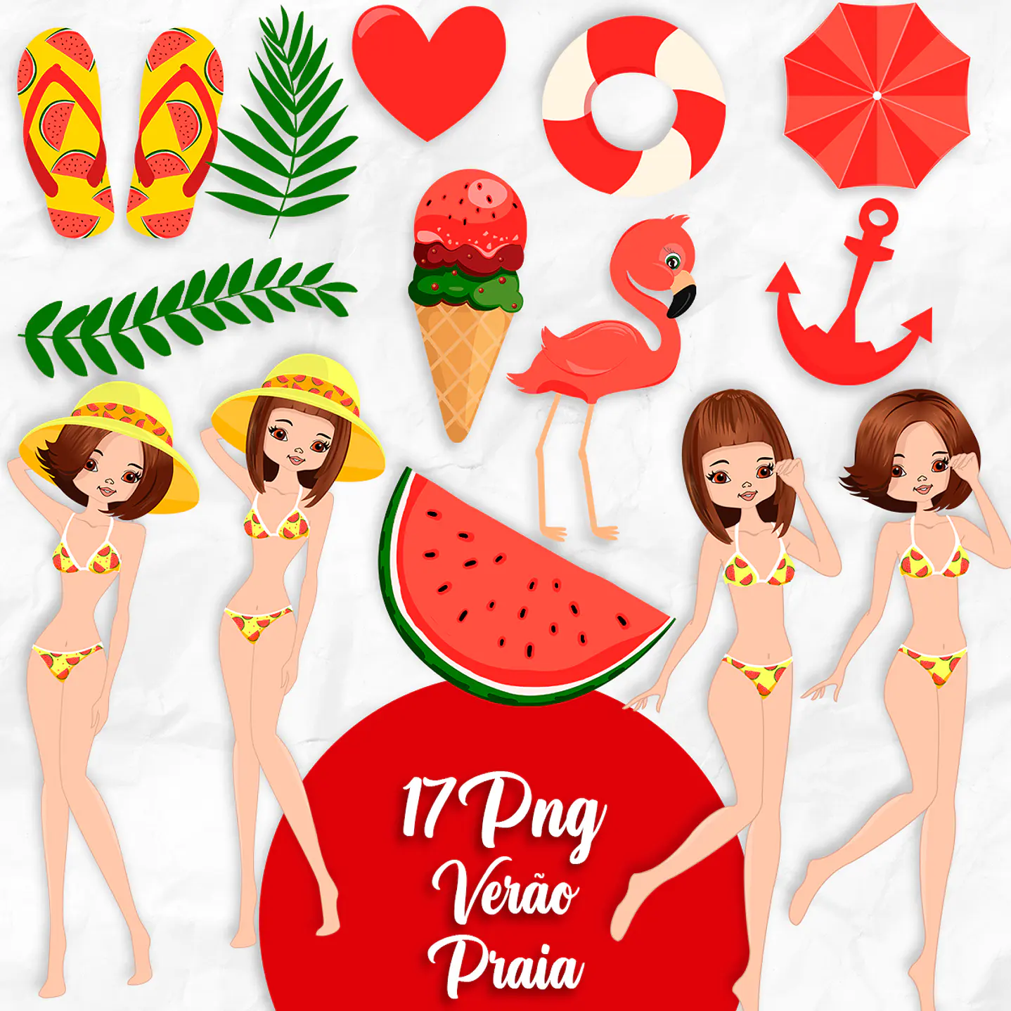 Kit Digital Verão Praia Imagens PNG 1