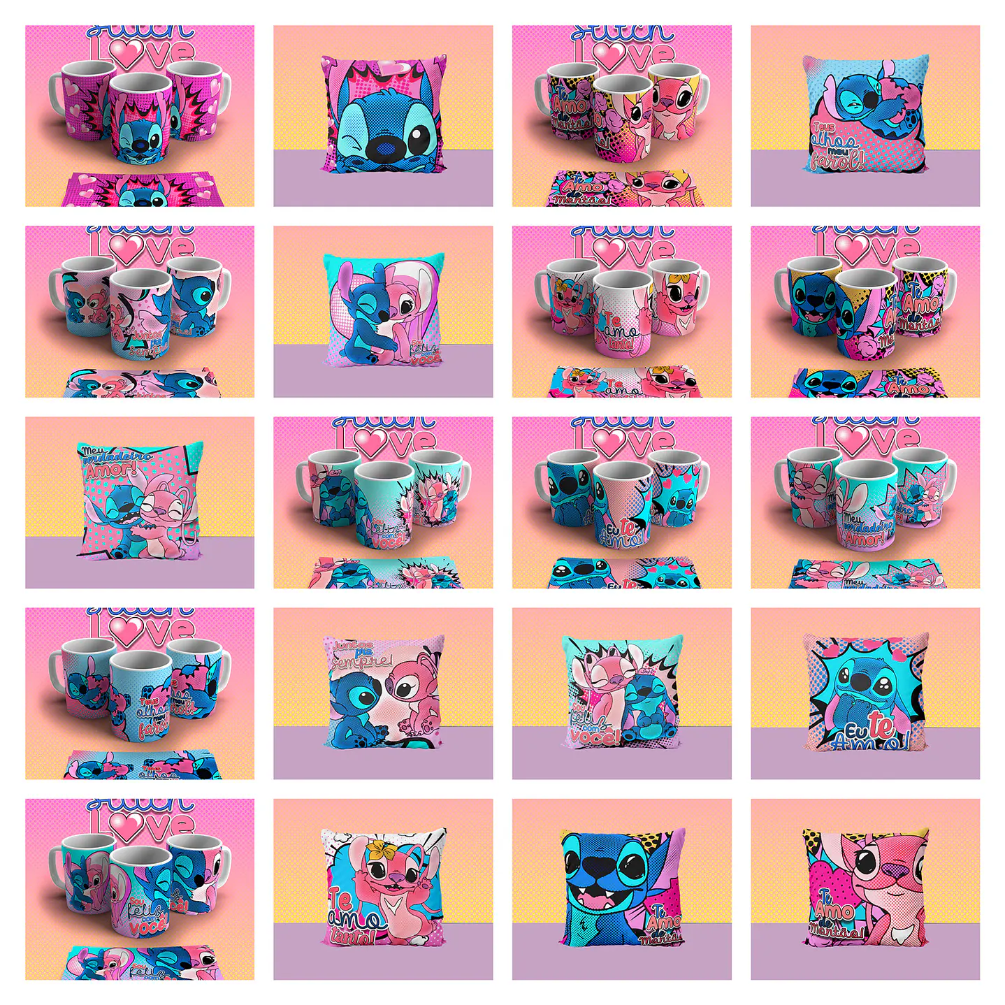 Kit Digital Artes Canecas Stitch Love 1