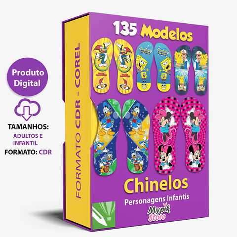 135 Modelos artes para Chinelos em formato CDR CorelDraw