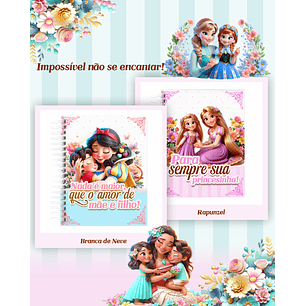 Kit Digital Encadernação Dia das Mães Princesas da Disney  PDF e PNG