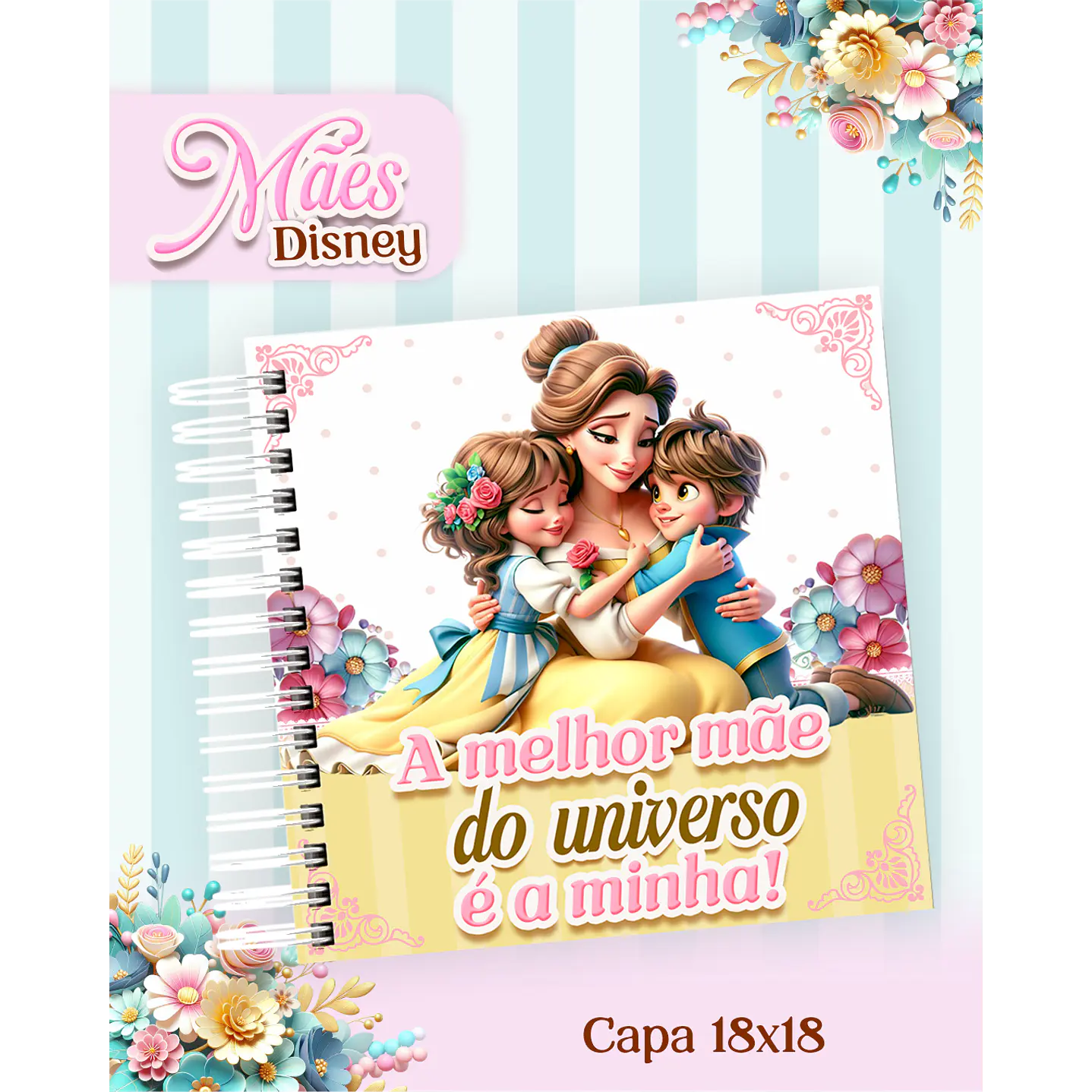 Kit Digital Encadernação Dia das Mães Princesas da Disney  PDF e PNG 2