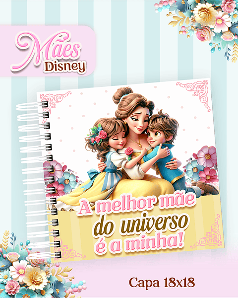 Kit Digital Encadernação Dia das Mães Princesas da Disney  PDF e PNG