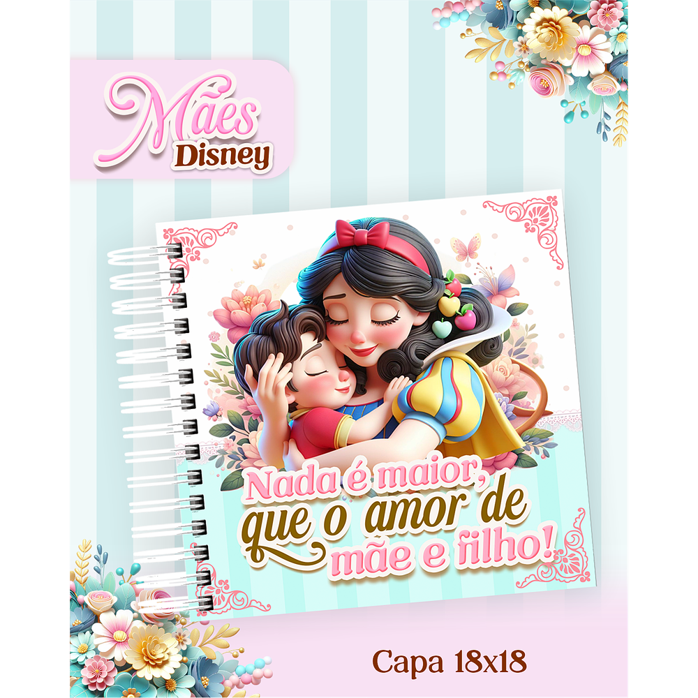 Kit Digital Encadernação Dia das Mães Princesas da Disney  PDF e PNG