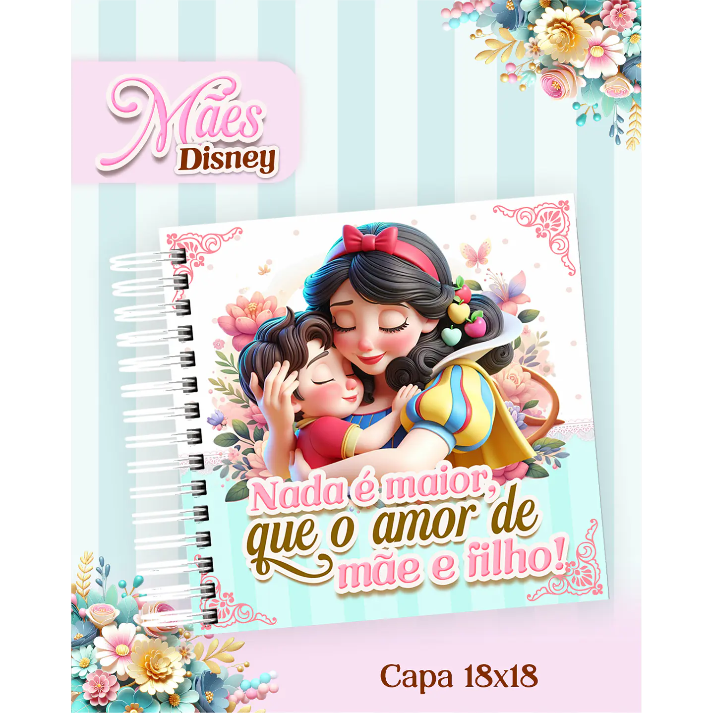Kit Digital Encadernação Dia das Mães Princesas da Disney  PDF e PNG 3
