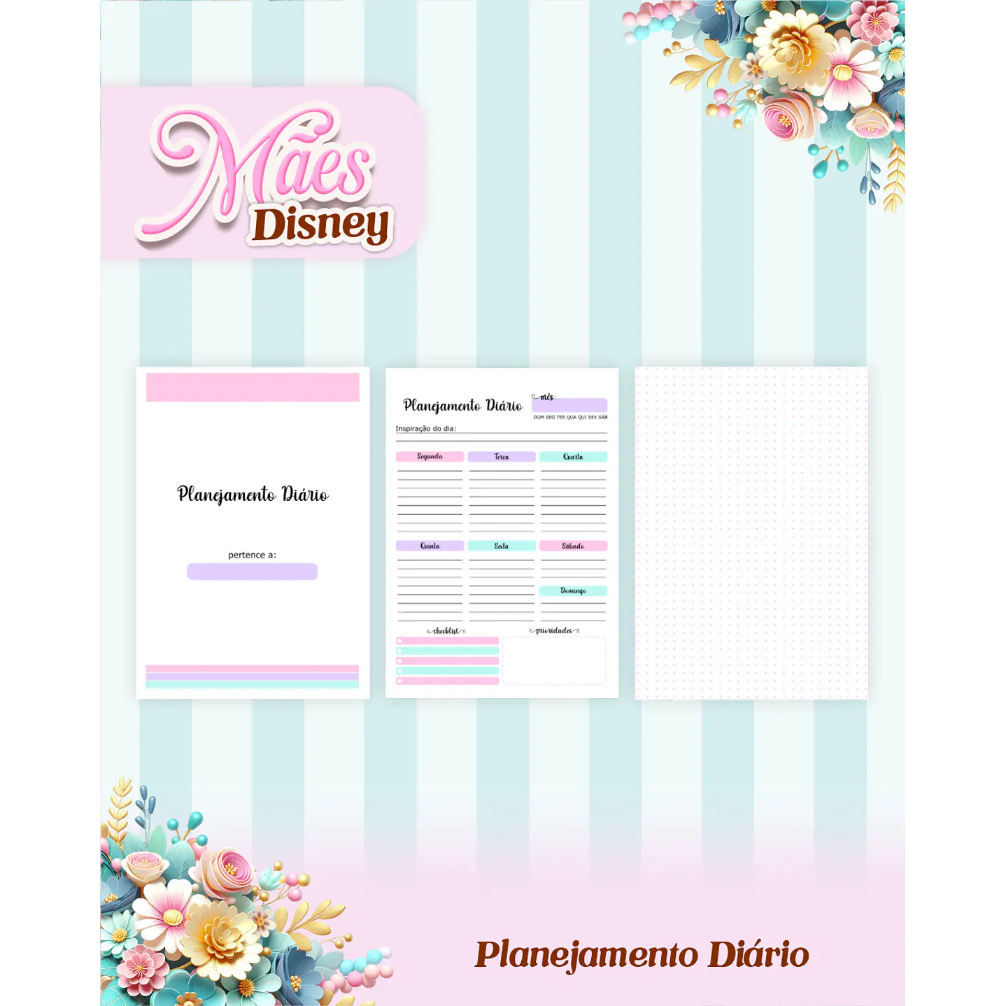 Kit Digital Encadernação Dia das Mães Princesas da Disney  PDF e PNG 5