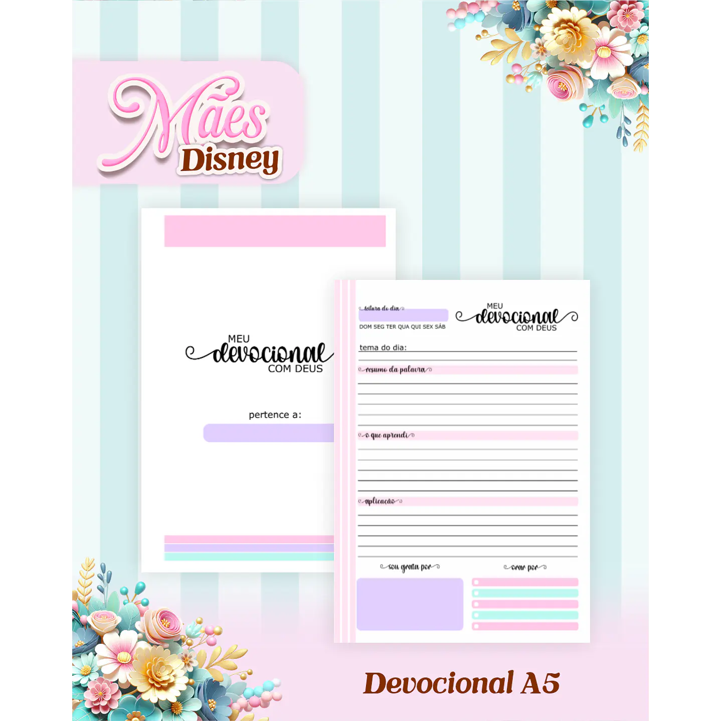 Kit Digital Encadernação Dia das Mães Princesas da Disney  PDF e PNG 6