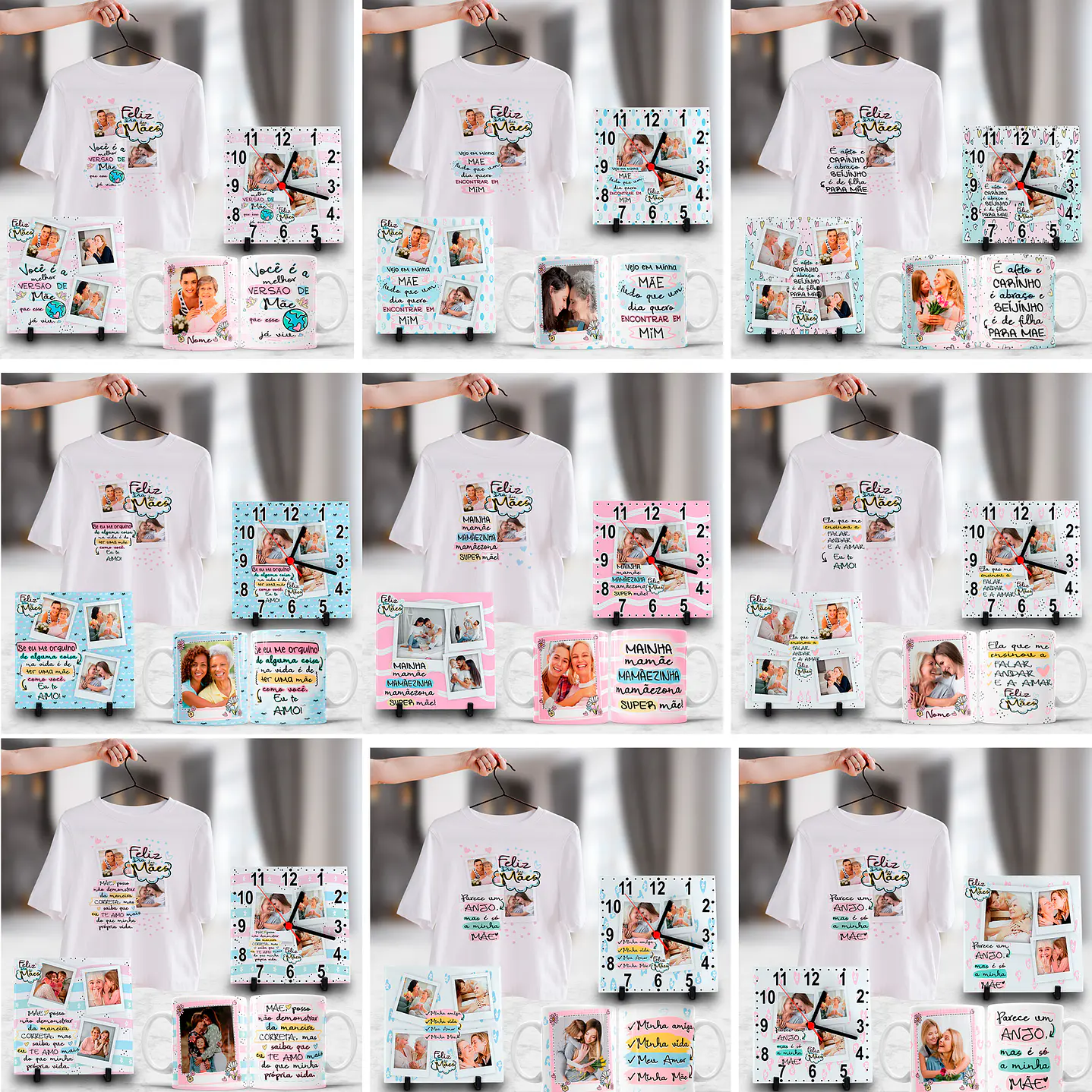 Pack Dia das Mães Artes Canecas, Camisetas, Almofadas, Relógio 1