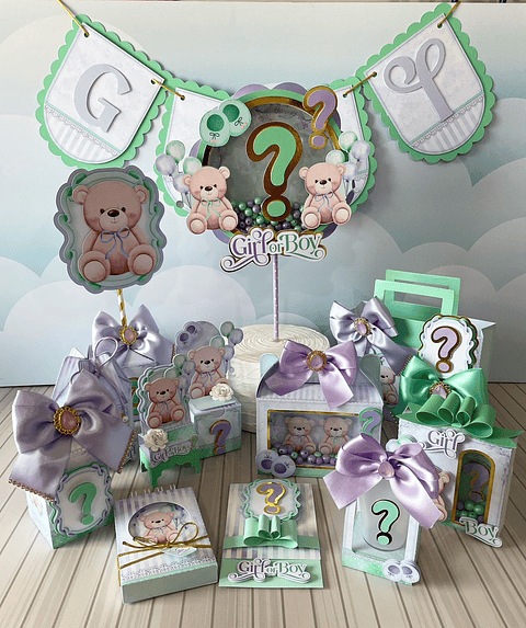 Kit Digital Arquivo de Corte Chá revelação Menino Silhouette Completo