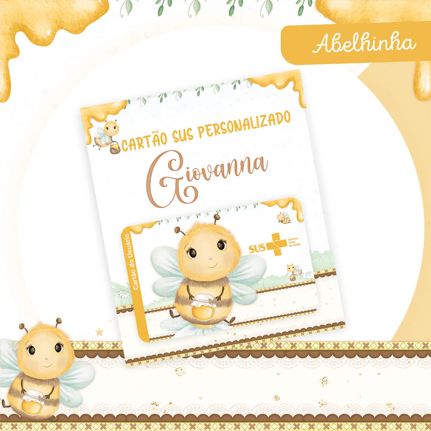 Kit Digital Encadernação Abelhinha Baby Caderneta e Livro do bebê 2