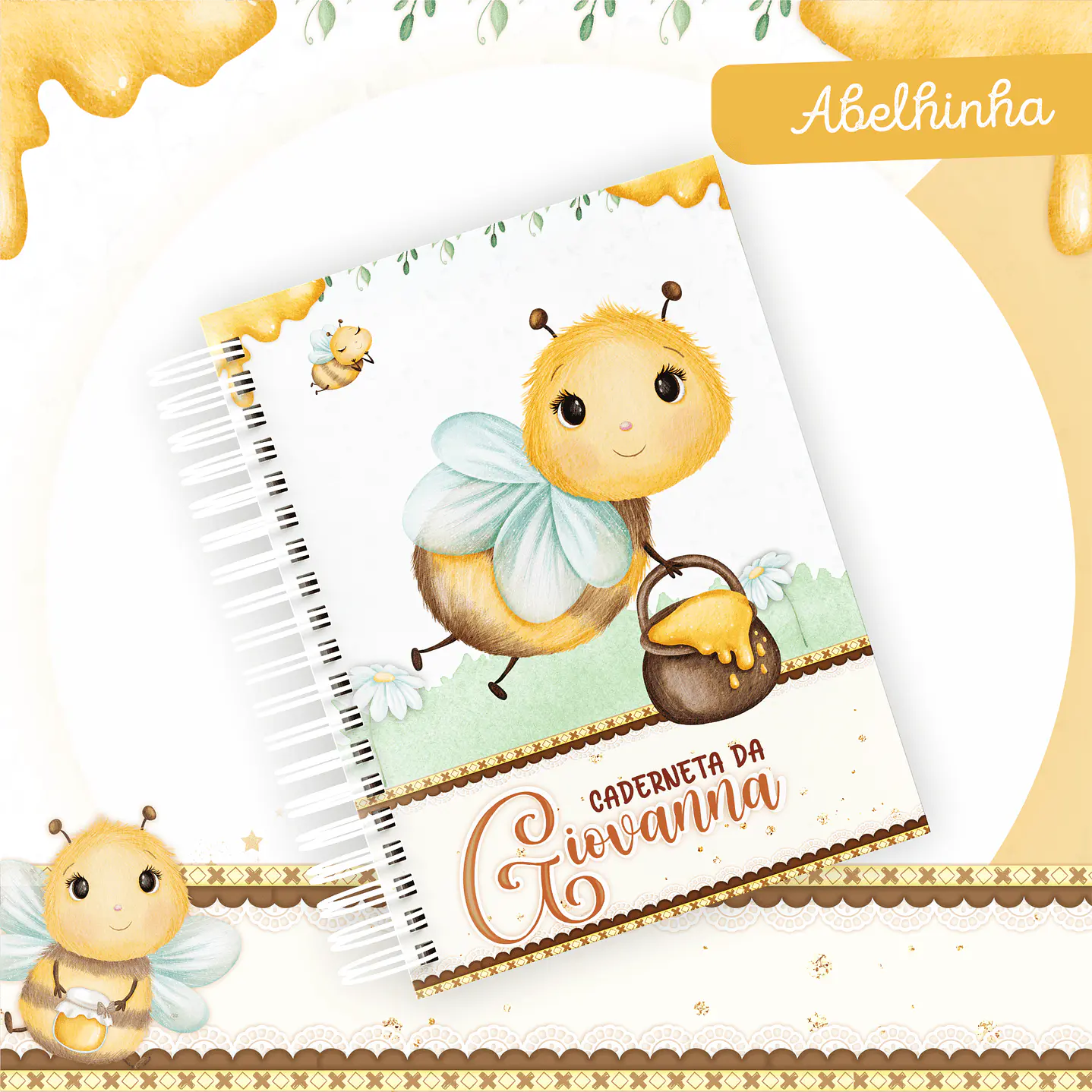 Kit Digital Encadernação Abelhinha Baby Caderneta e Livro do bebê 5