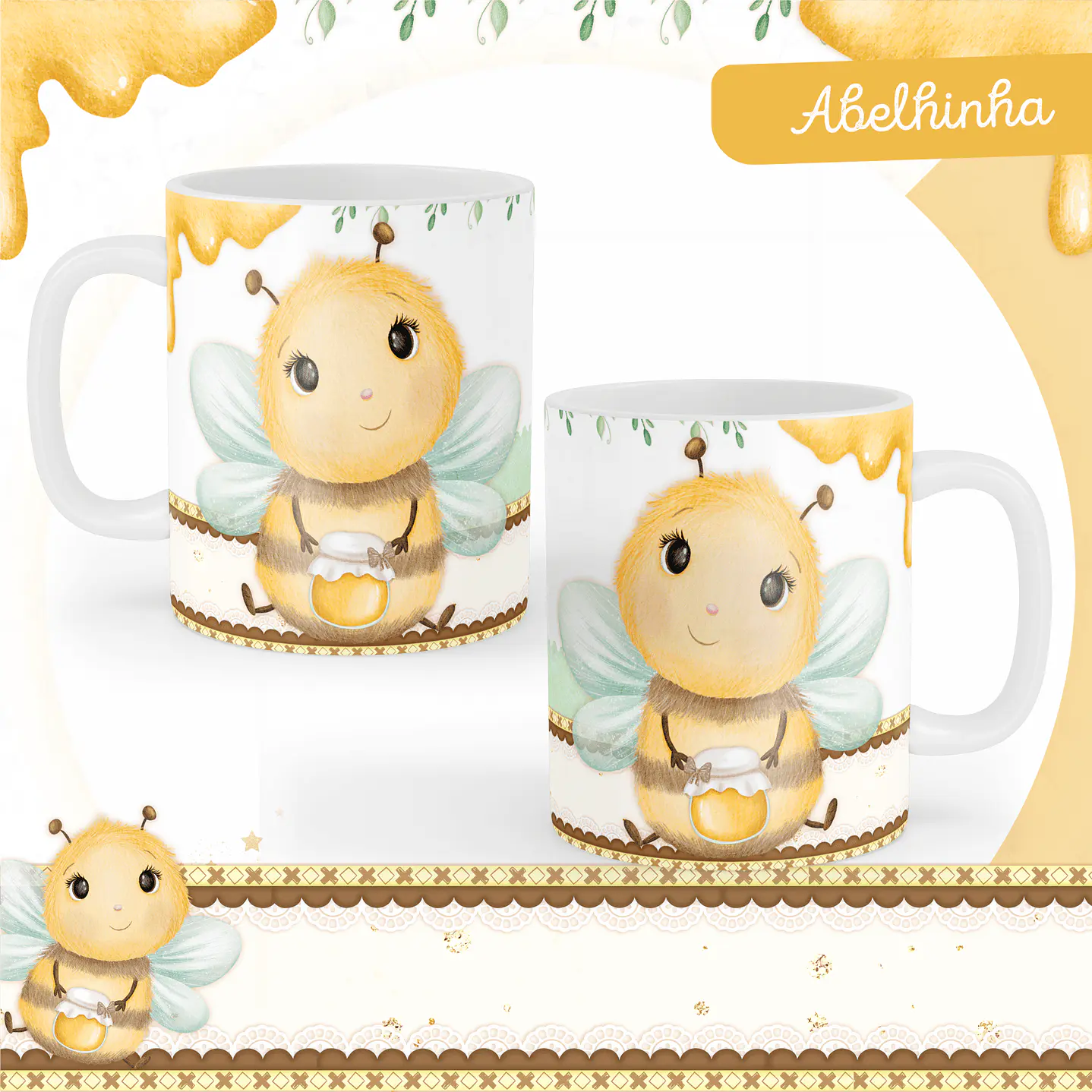 Kit Digital Encadernação Abelhinha Baby Caderneta e Livro do bebê 9