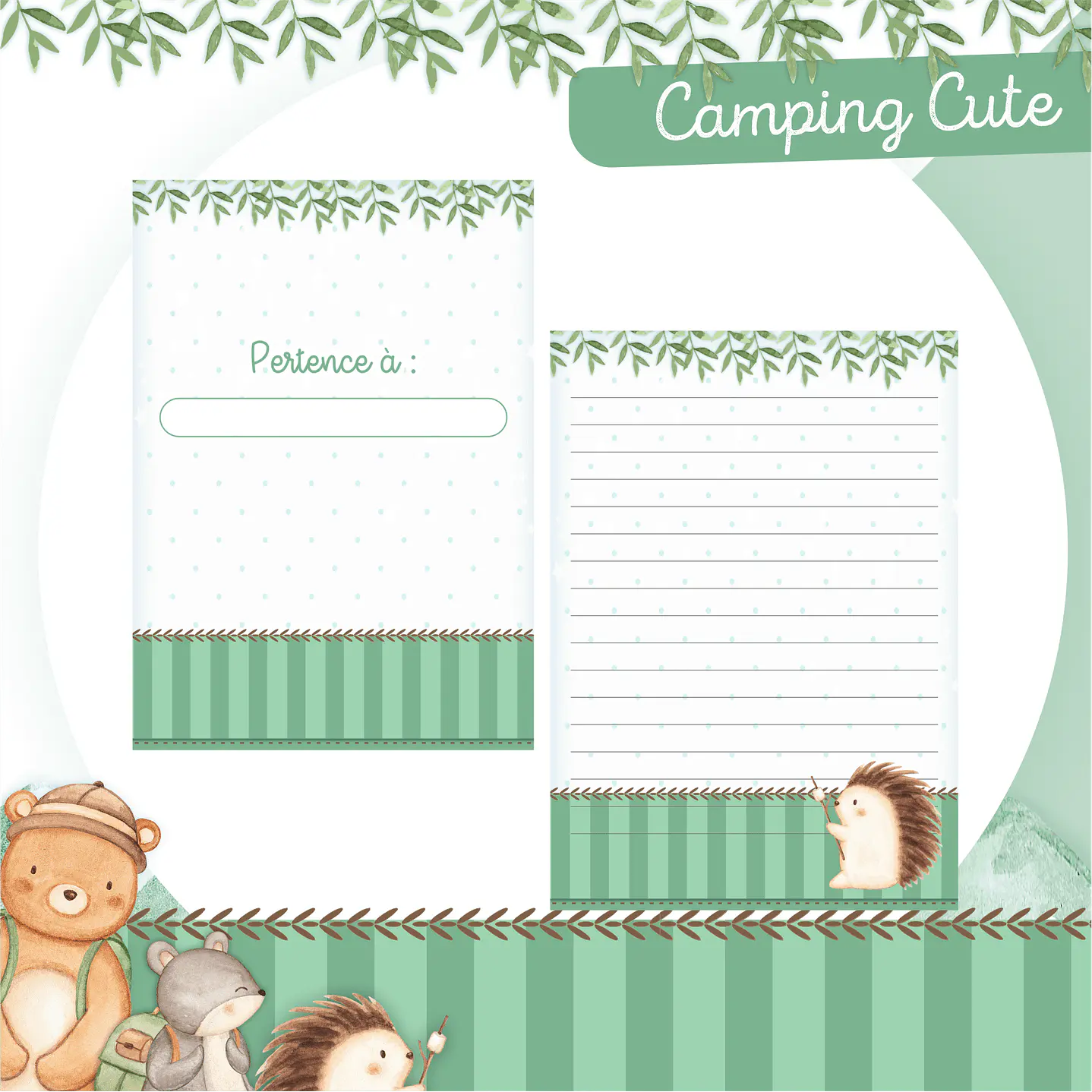Kit Digital Encadernação Animais Camping Caderneta e Livro do bebê 4