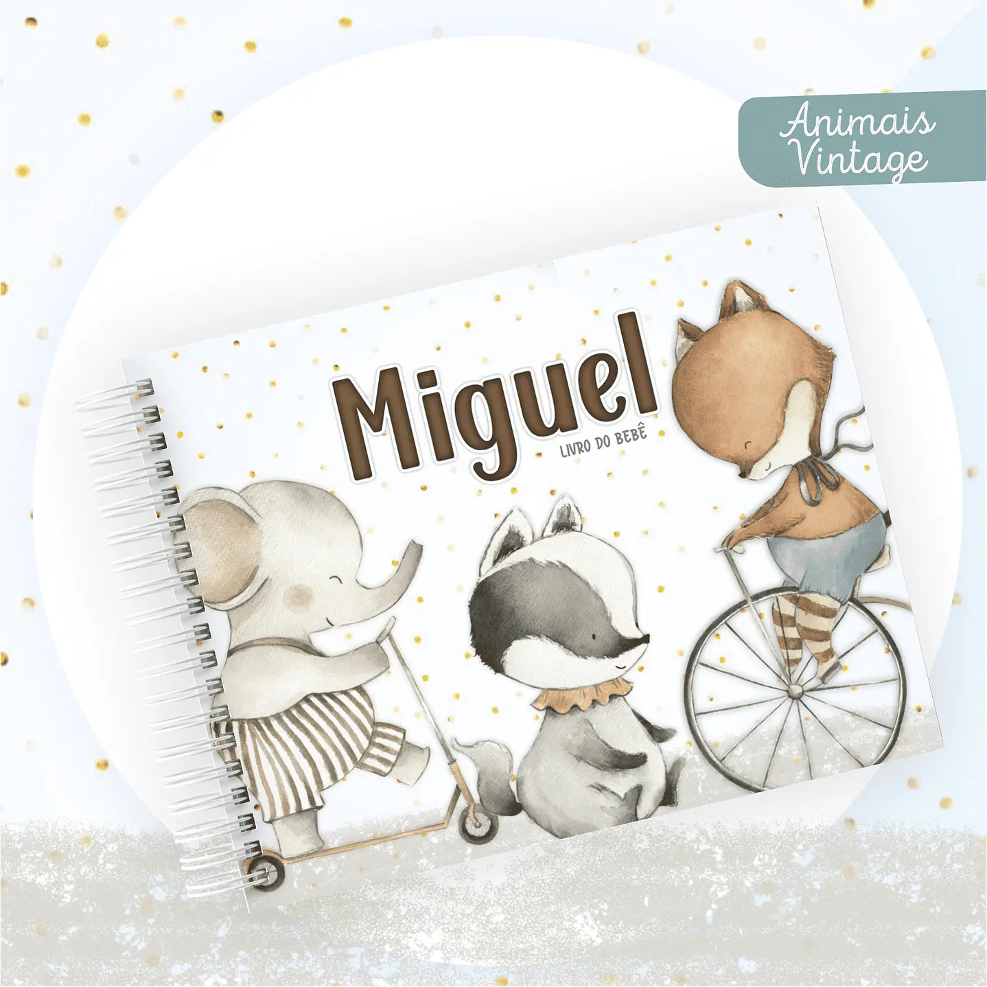 Kit Digital Encadernação Animais Caderneta e Livro do bebê 2