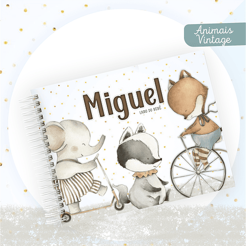 Kit Digital Encadernação Animais Caderneta e Livro do bebê