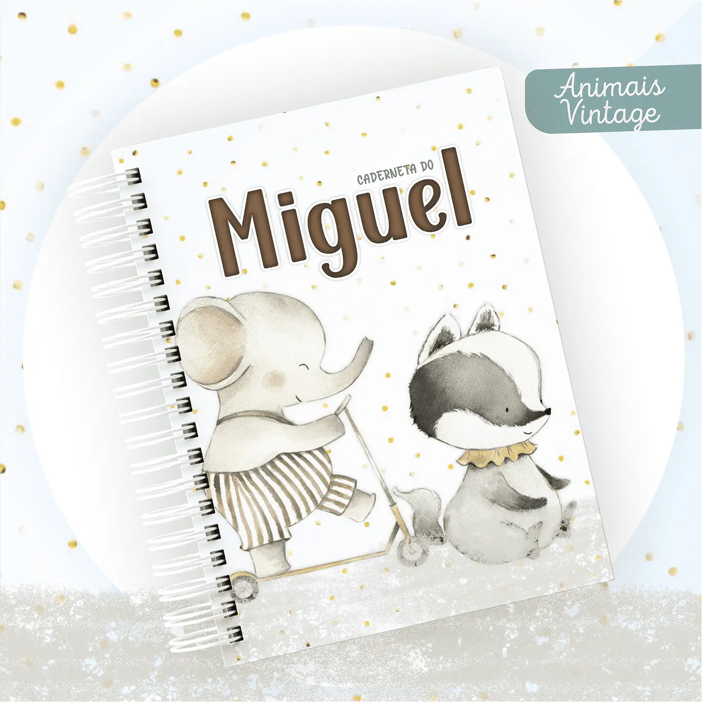 Kit Digital Encadernação Animais Caderneta e Livro do bebê 3