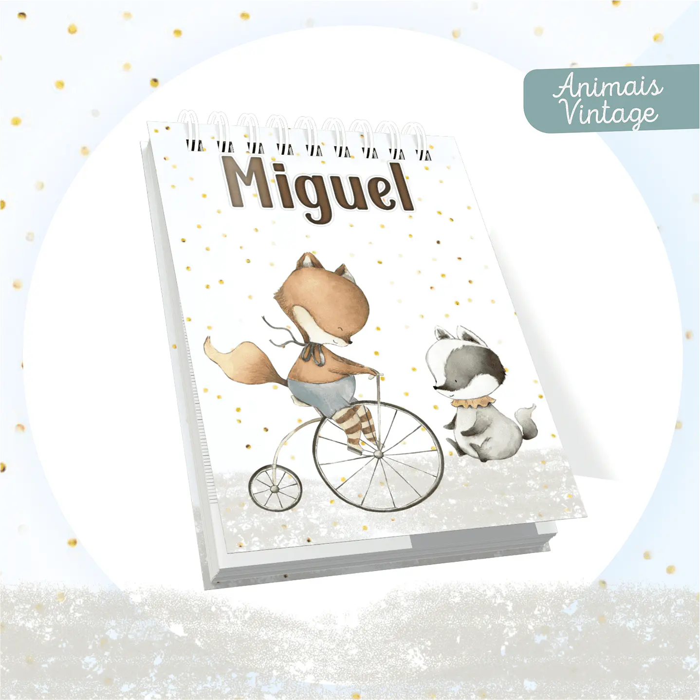 Kit Digital Encadernação Animais Caderneta e Livro do bebê 6