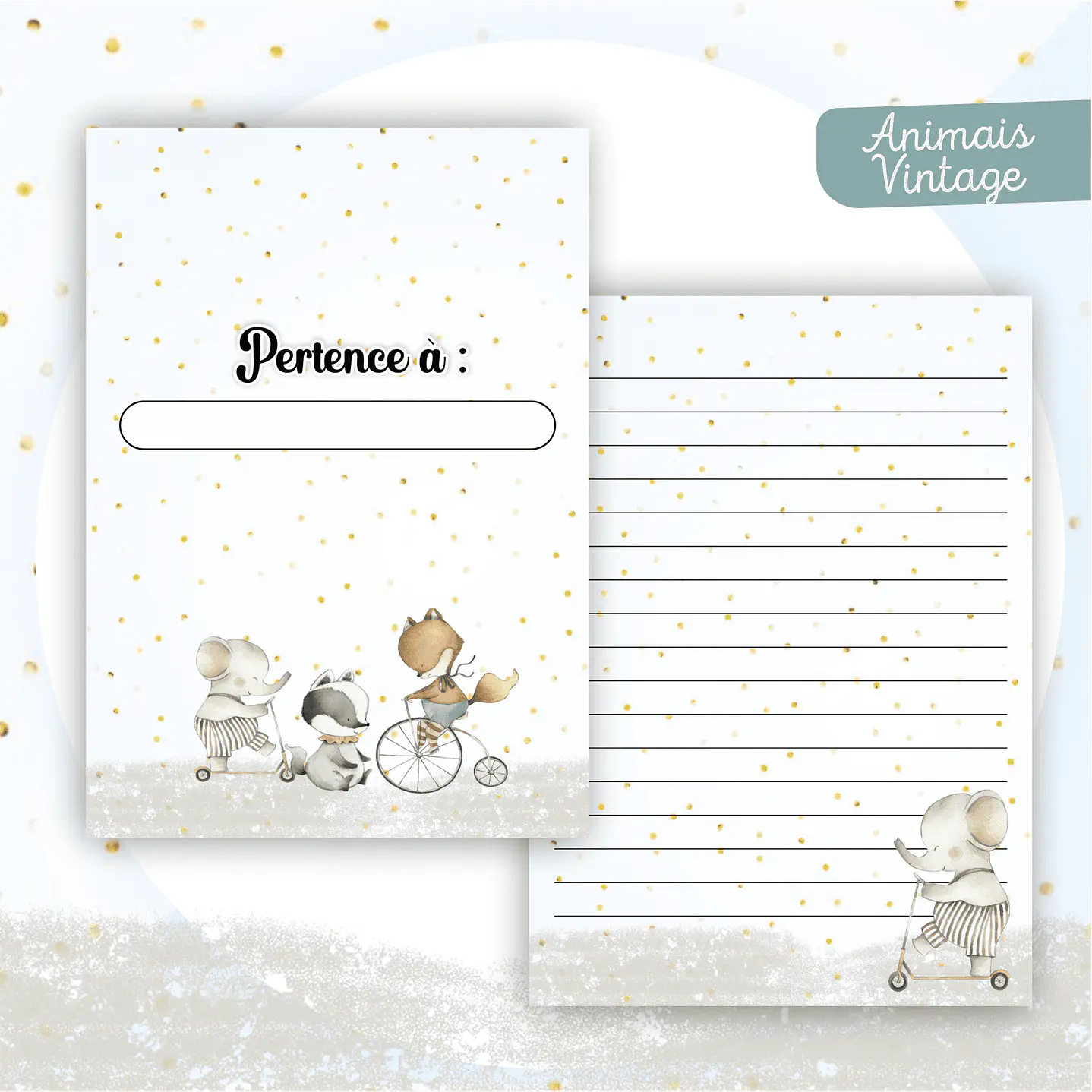 Kit Digital Encadernação Animais Caderneta e Livro do bebê 7