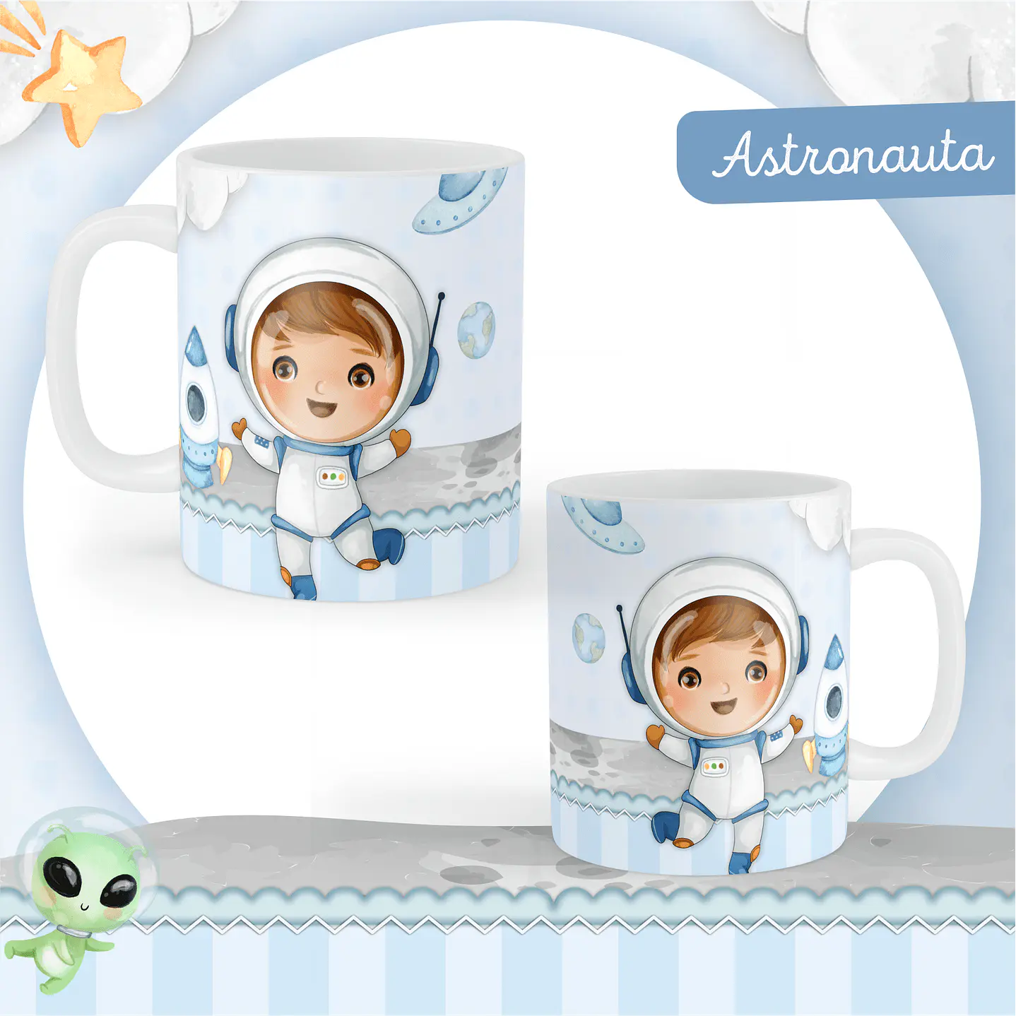 Kit Digital Encadernação Astronauta Caderneta e Livro do bebê 8