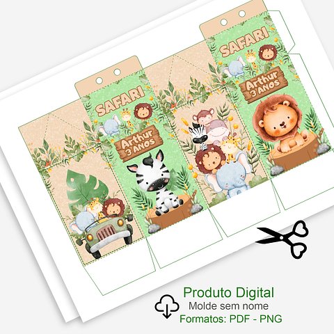 Caixinha de Aniversário Safari Divertido  Dy faça você mesmo!