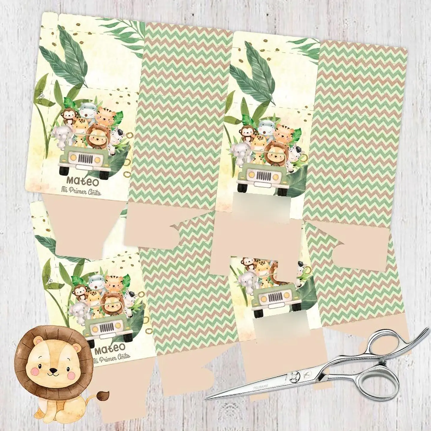 Kit Festa Safari Aquarela Texto editável com Powerpoint  4