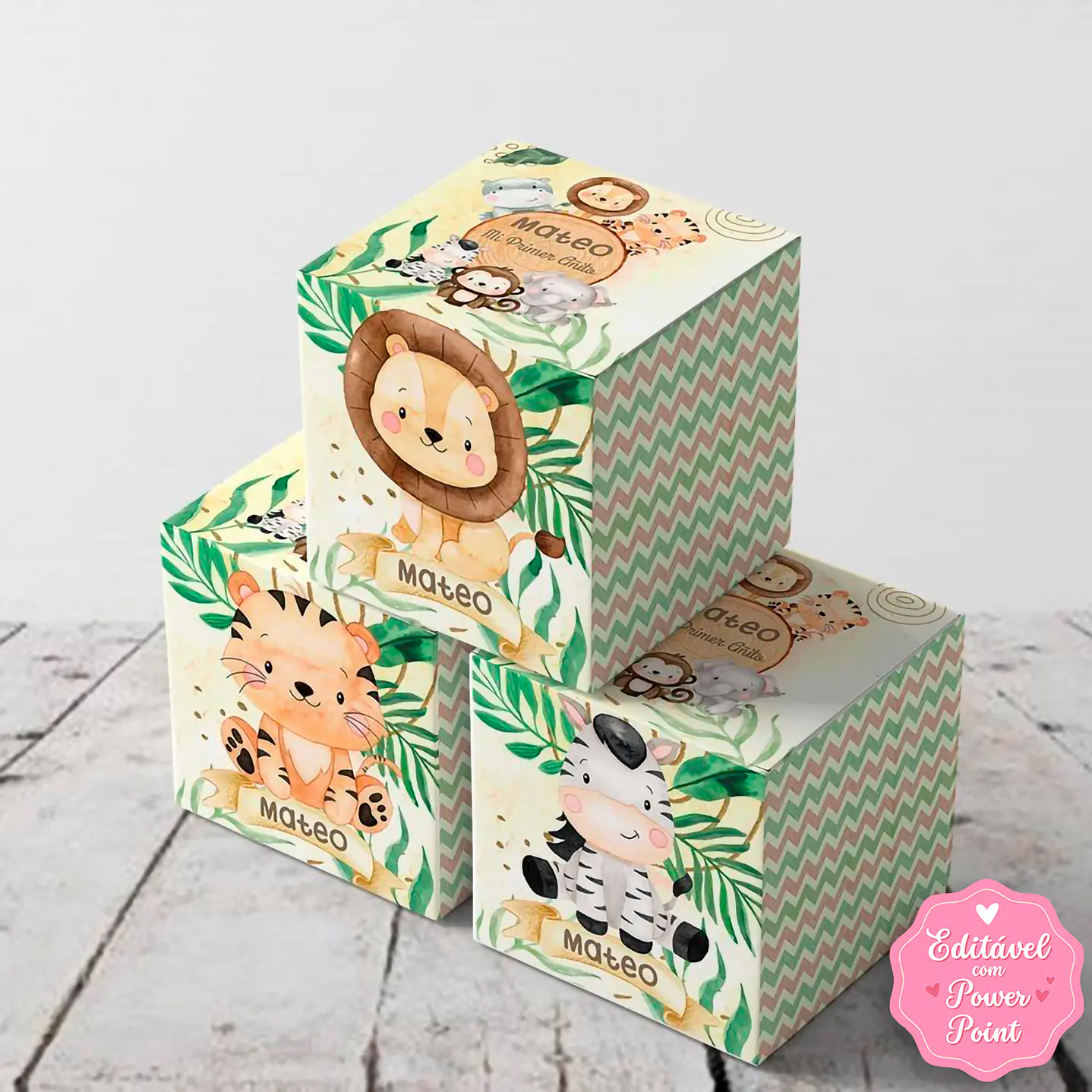 Kit Festa Safari Aquarela Texto editável com Powerpoint  7