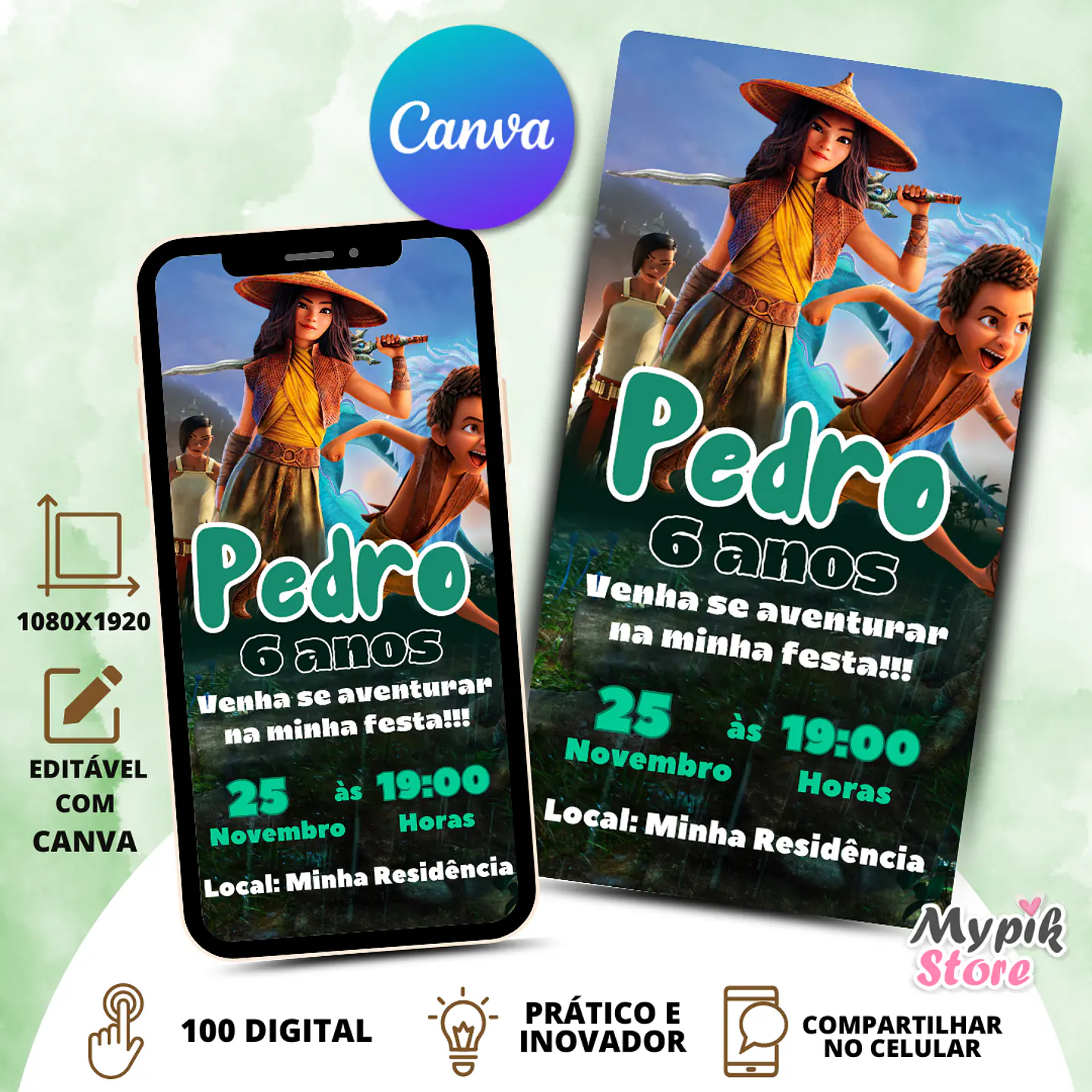 Convite Digital Raya - Editável com Canva 1