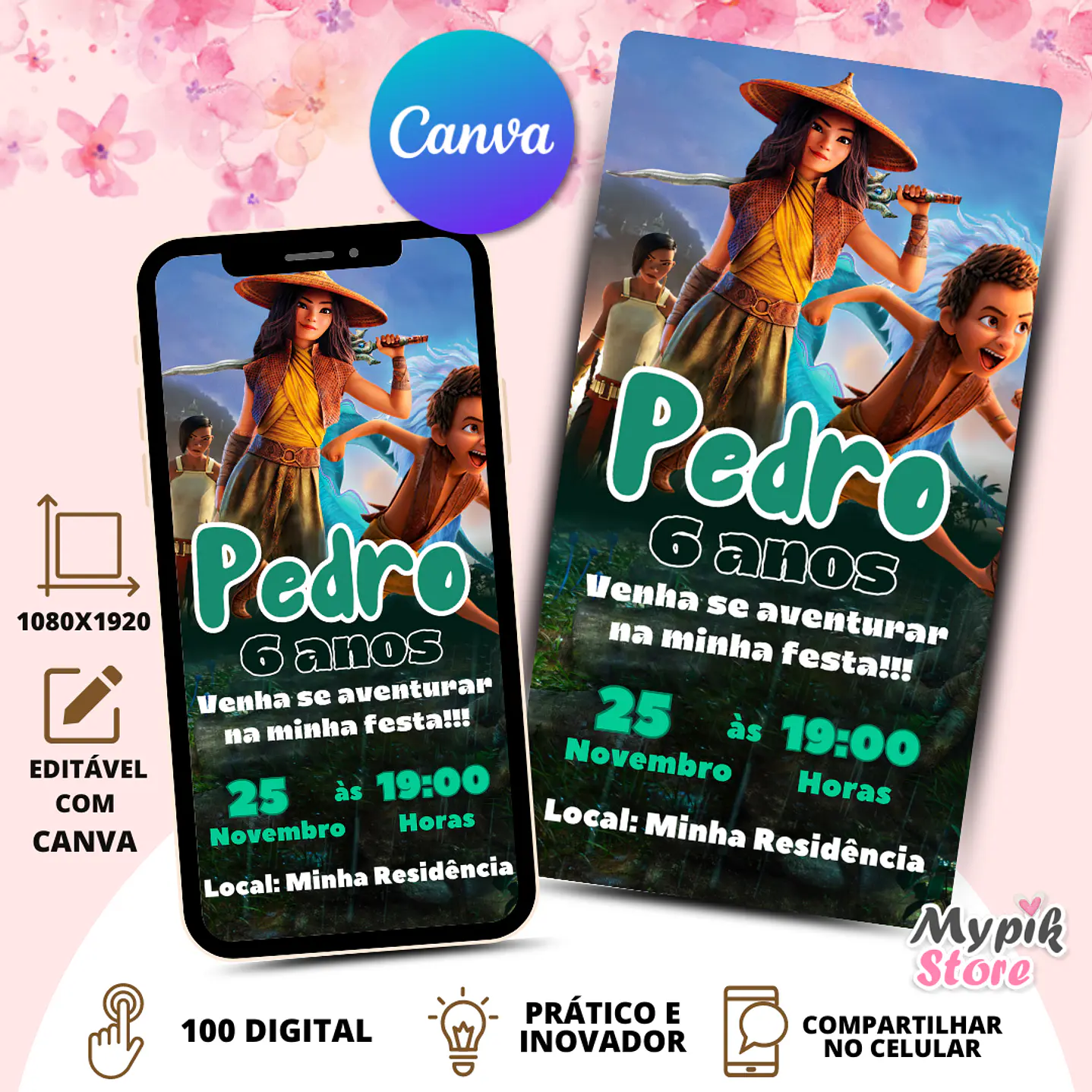 Convite Digital Raya - Editável com Canva 2