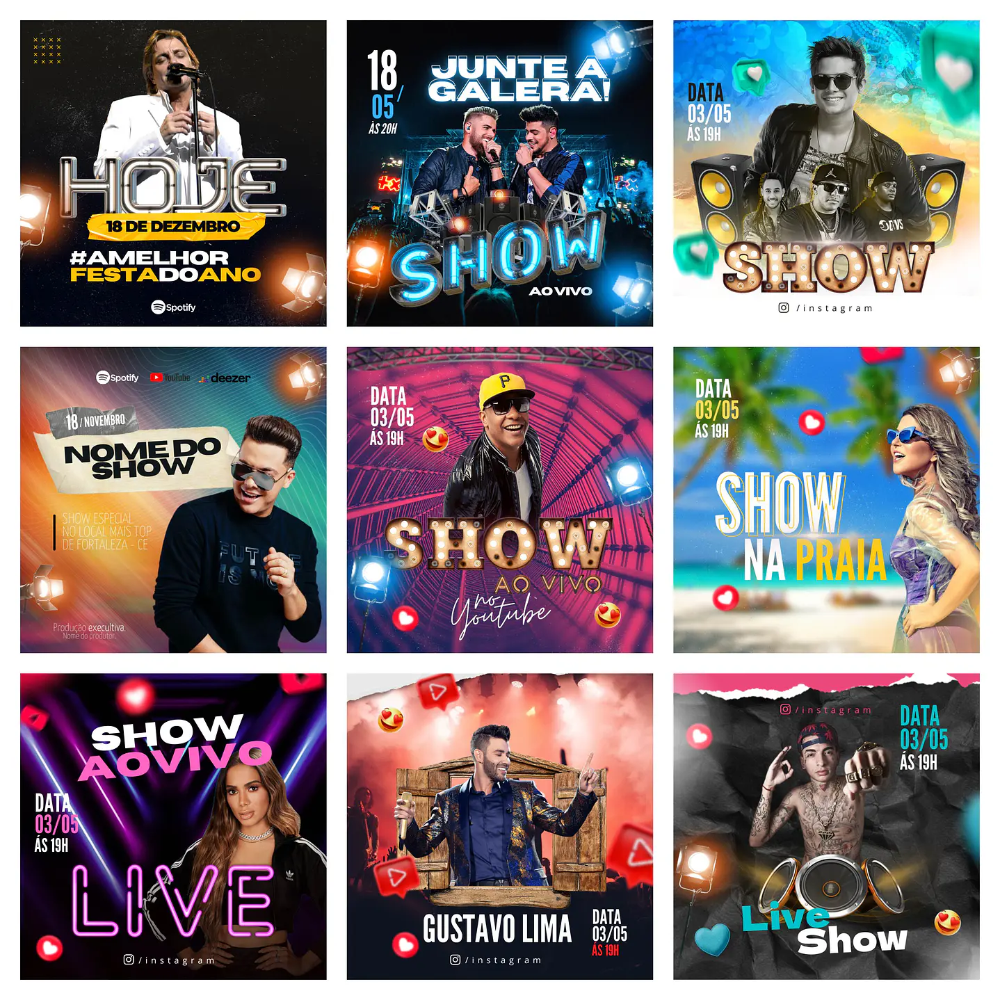 80 Modelos de Artes para Shows e Eventos  - Editável com Canva 8