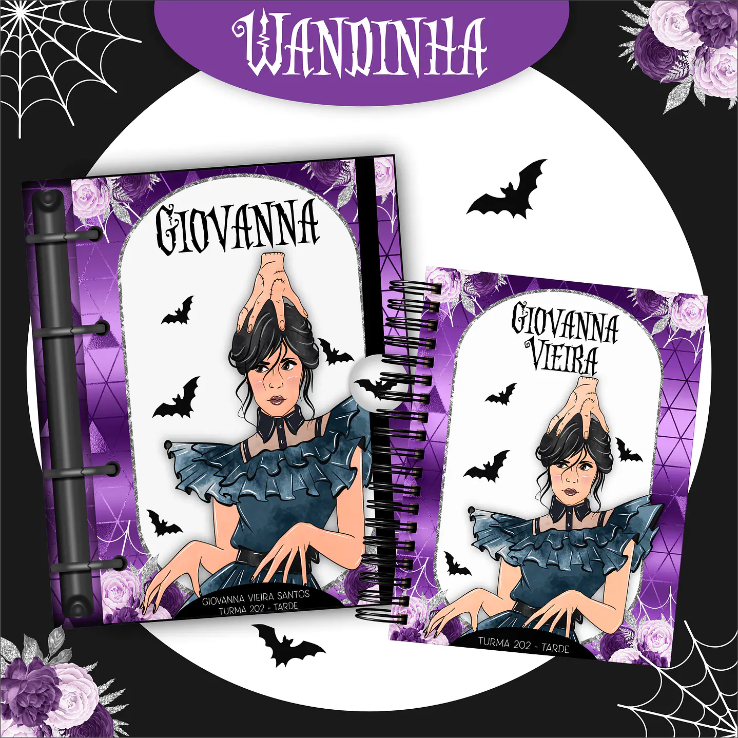 Kit Digital Encadernação Wandinha  - Volta às Aulas Completo 5