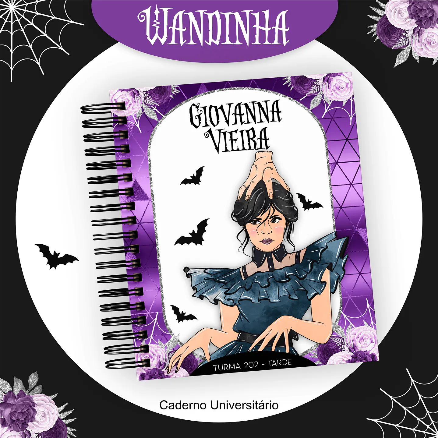 Kit Digital Encadernação Wandinha  - Volta às Aulas Completo 6