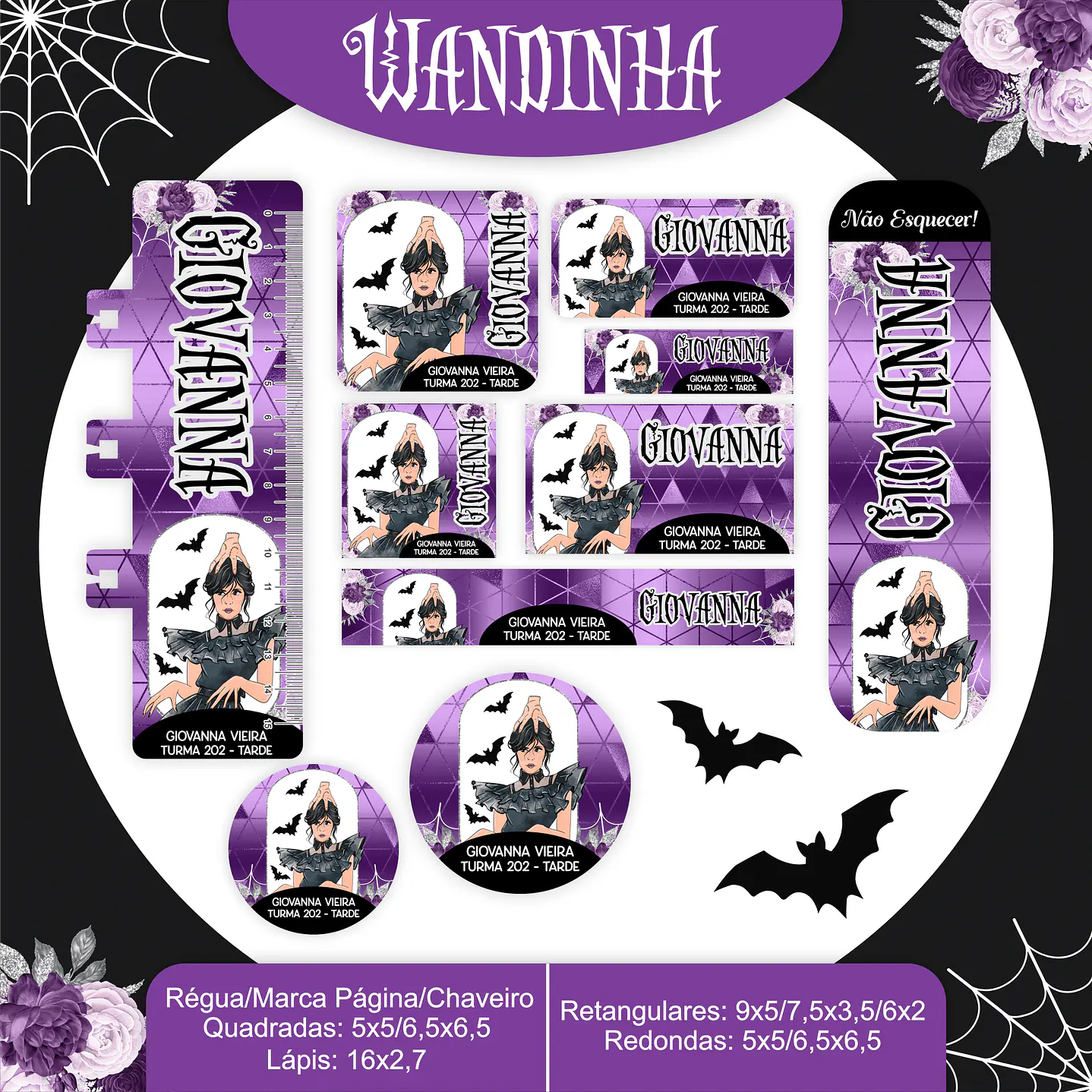 Kit Digital Encadernação Wandinha  - Volta às Aulas Completo 8