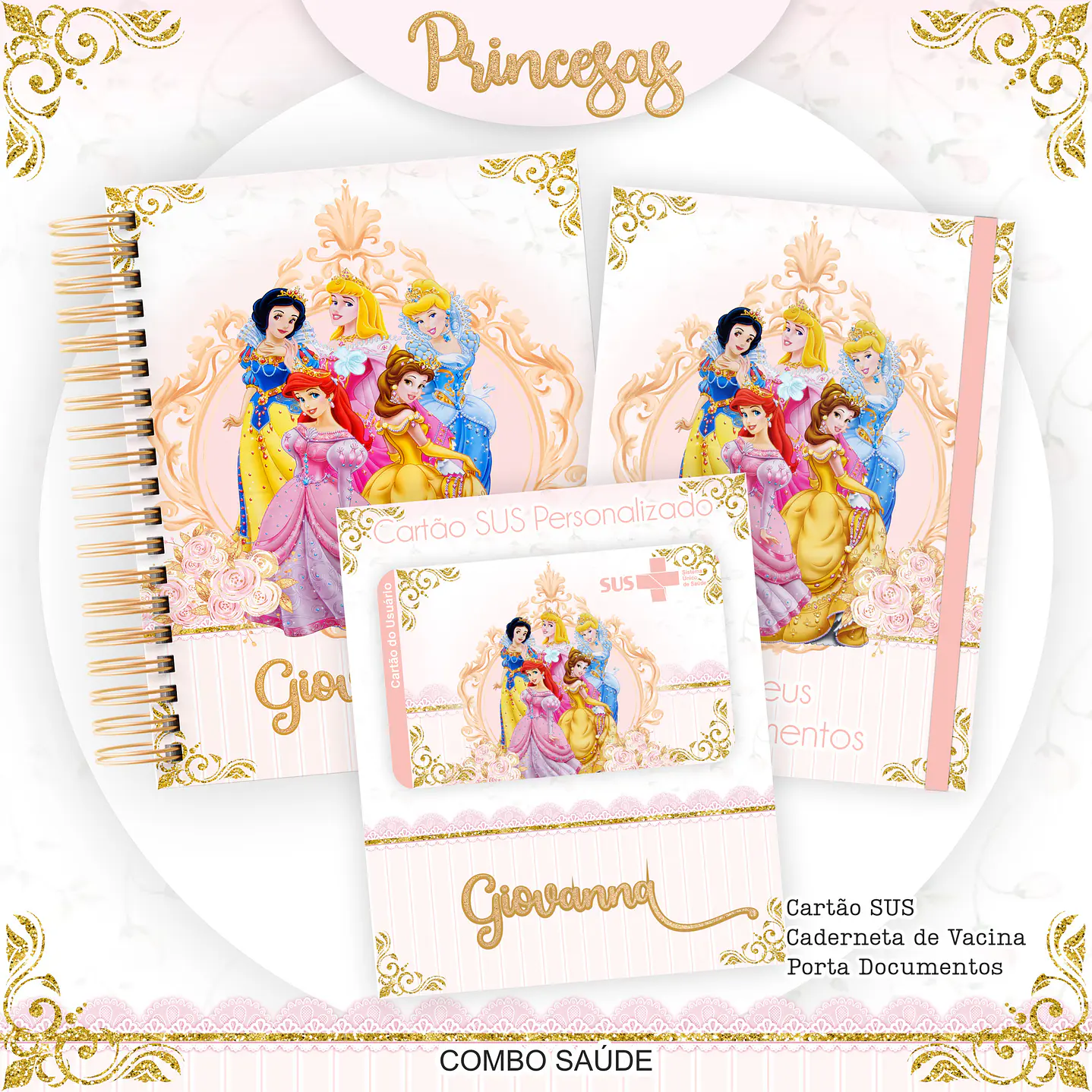 Kit Digital Encadernação Princesas  - Volta às Aulas Completo 1