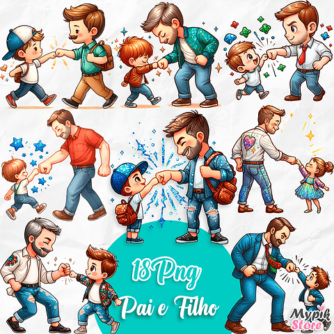 Pai e Filho levantado colisão de punhos