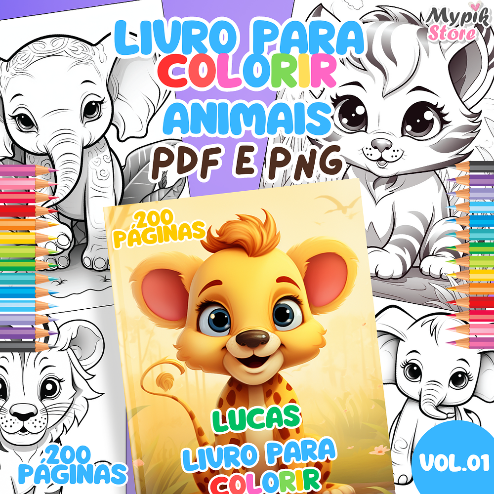 Kit Digital Livro para Colorir Imprimível Diversão com Amigos da Savana