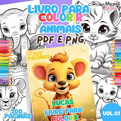 Kit Digital Livro para Colorir Imprimível Diversão com Amigos da Savana