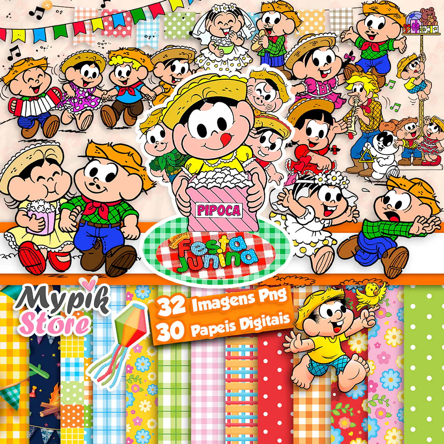 Kit Digital Festa Junina Turma da Mônica Imagens Png 1