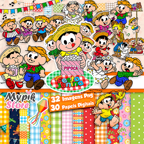 Kit Digital Festa Junina Turma da Mônica Imagens Png