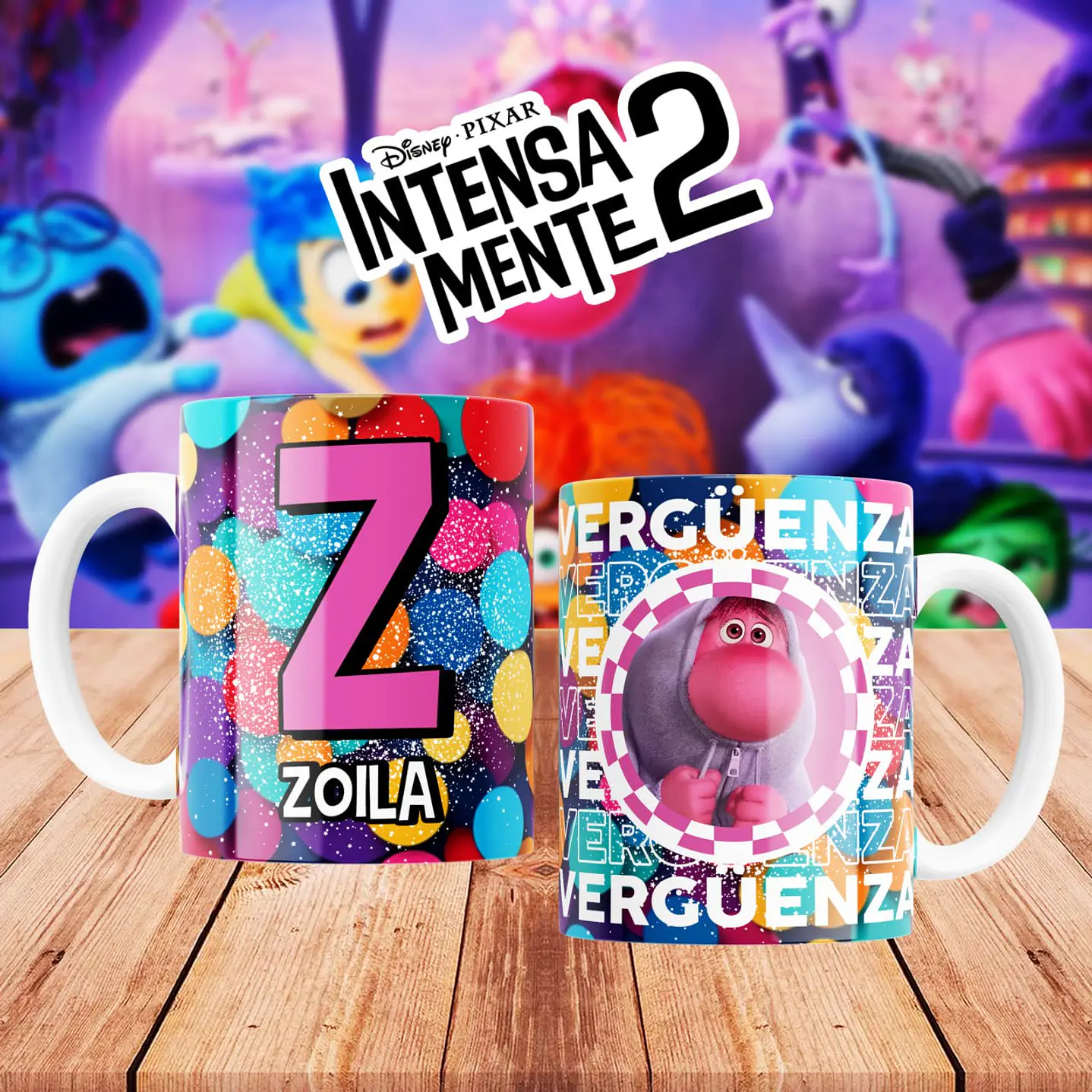 Kit Digital 26 Artes Canecas Divertida Mente 2 - JPG e PSD Editável com Photoshop  2
